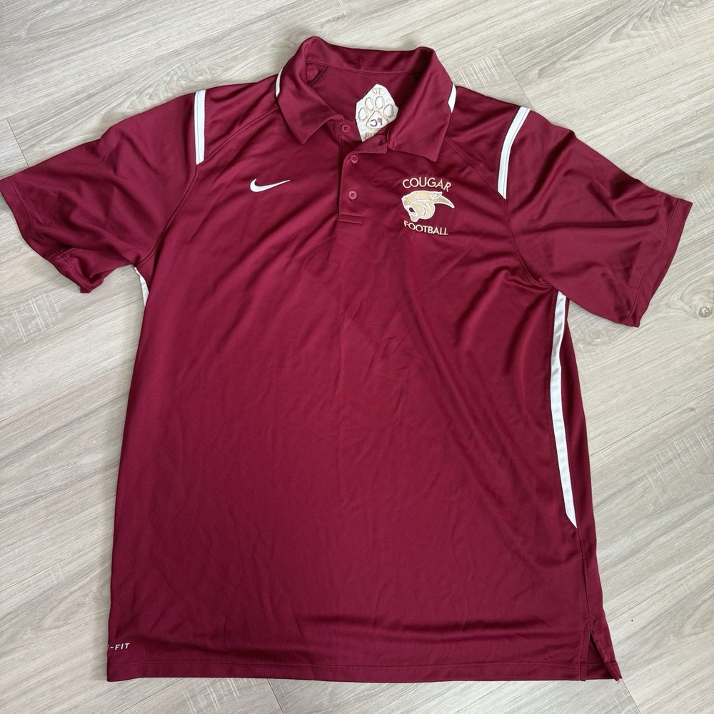 Y2K Nike Charleston Cougars‎ Shirt Mens Large Red Nike Polo DriFit Football NCAA